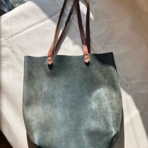 River City Leather Dark Green Leather Tote